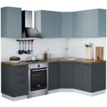Кухонный гарнитур «Равенна Сити» 1,65x1,45см, Сумеречный голубой/Антрацит
