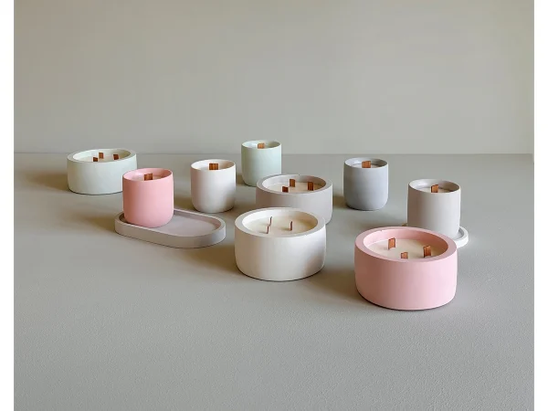 Арома свеча Omini в бетонном стакане 150 мл Мамино какао бежевый — изображение 5