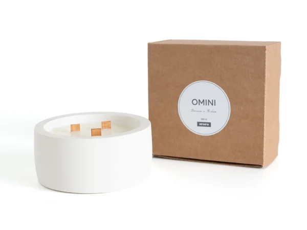 Арома свеча Omini в бетонном стакане 300 мл Ваниль и табак