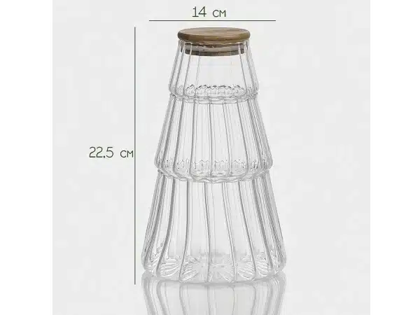 Банки стеклянные для хранения сыпучих продуктов Christmas tree 3 предмета бежевый — изображение 3