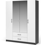 Шкаф «Чикаго» 4д2ящ (с зеркалами) MAX Антрацит/Белый