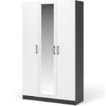 Шкаф «Чикаго» 3д (с зеркалом) Антрацит/Белый