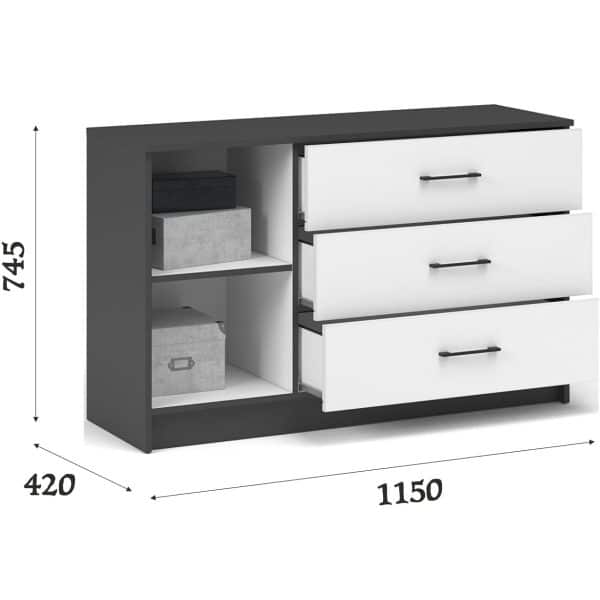 Комод «Чикаго» 1д3ящ Антрацит/Белый — изображение 3