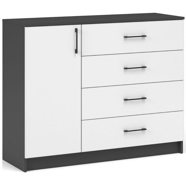 Комод «Чикаго» 1д4ящ Антрацит/Белый — изображение 2