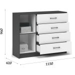 Комод «Чикаго» 1д4ящ Антрацит/Белый — изображение 3