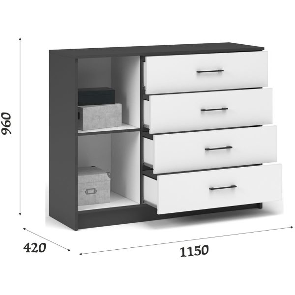 Комод «Чикаго» 1д4ящ Антрацит/Белый — изображение 3
