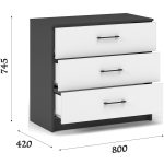 Комод «Чикаго» 3ящ Антрацит/Белый — изображение 3