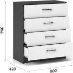 Комод «Чикаго» 4ящ Антрацит/Белый — изображение 3