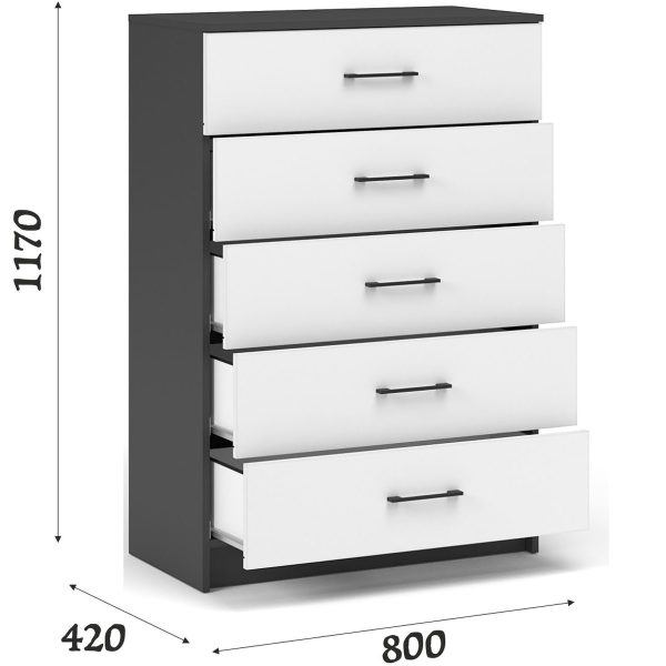 Комод «Чикаго» 5ящ Антрацит/Белый — изображение 3
