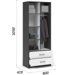 Шкаф «Чикаго» 2д2ящ Антрацит/Белый — изображение 3