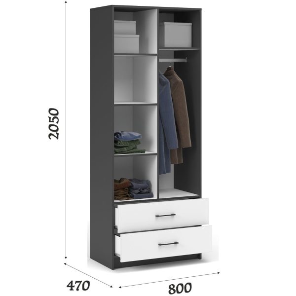 Шкаф «Чикаго» 2д2ящ Антрацит/Белый — изображение 3