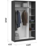 Шкаф «Чикаго» 3д Антрацит/Белый — изображение 3