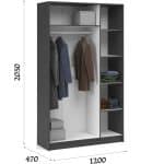 Шкаф «Чикаго» 3д (с зеркалом) Антрацит/Белый — изображение 3