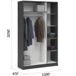 Шкаф «Чикаго» 3д (с зеркалом) MAX Антрацит/Белый — изображение 3