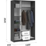 Шкаф «Чикаго» 3д2ящ Антрацит/Белый — изображение 3