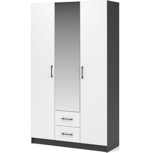 Шкаф «Чикаго» 3д2ящ (с зеркалом) MAX Антрацит/Белый — изображение 2
