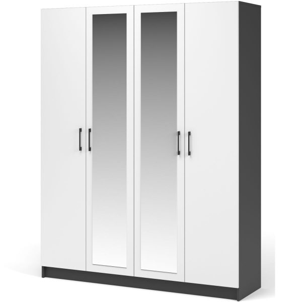 Шкаф «Чикаго» 4д (с зеркалами) Антрацит/Белый — изображение 2