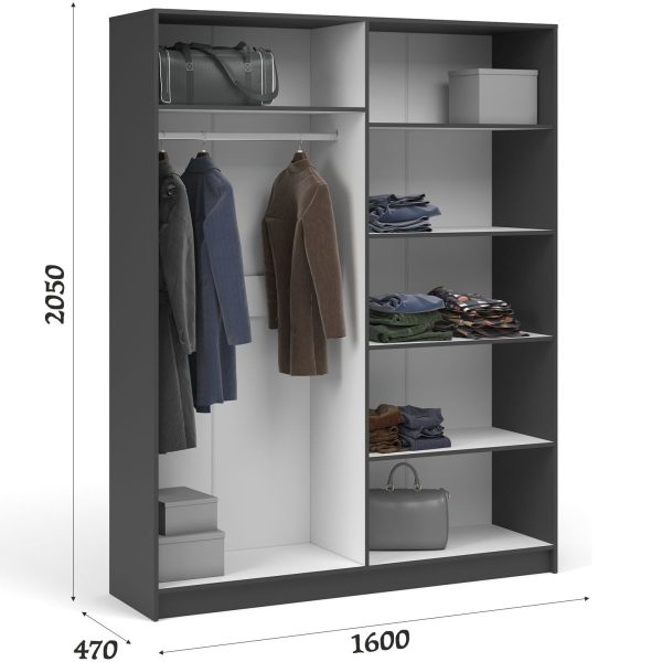 Шкаф «Чикаго» 4д (с зеркалами) Антрацит/Белый — изображение 3