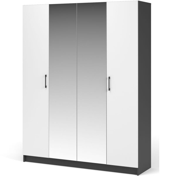 Шкаф «Чикаго» 4д (с зеркалами) MAX Антрацит/Белый — изображение 2