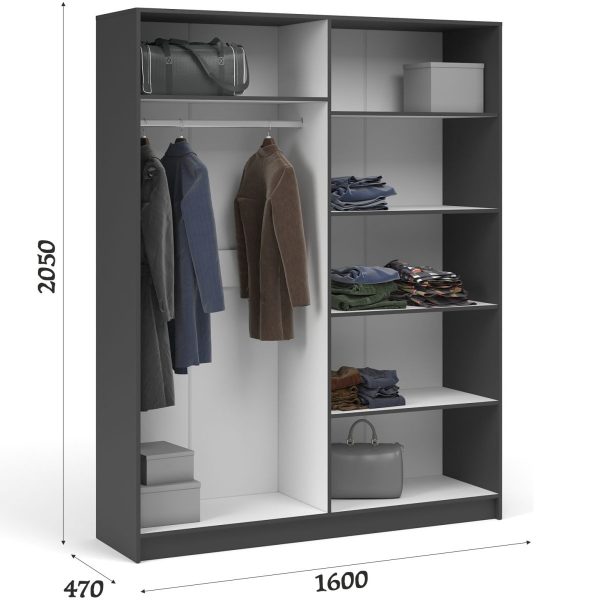 Шкаф «Чикаго» 4д (с зеркалами) MAX Антрацит/Белый — изображение 3