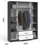 Шкаф «Чикаго» 4д2ящ Антрацит/Белый — изображение 3