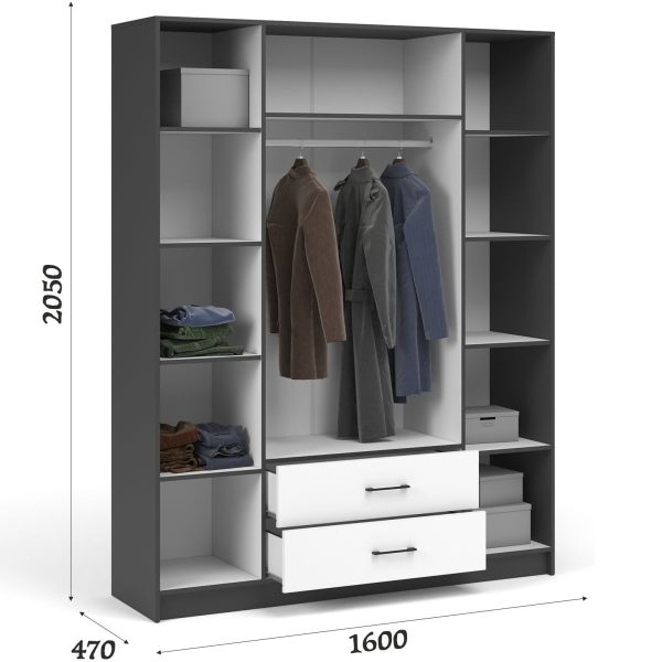 Шкаф «Чикаго» 4д2ящ Антрацит/Белый — изображение 3