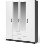 Шкаф «Чикаго» 4д2ящ (с зеркалами) Антрацит/Белый — изображение 2