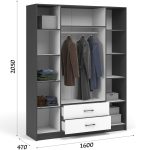 Шкаф «Чикаго» 4д2ящ (с зеркалами) Антрацит/Белый — изображение 3