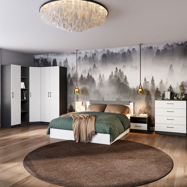 Шкаф «Чикаго» 4д (с зеркалами) MAX Антрацит/Белый — изображение 4