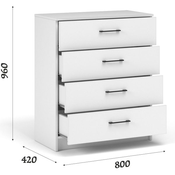 Комод «Чикаго» 4ящ, белый — изображение 3