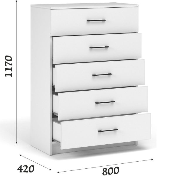 Комод «Чикаго» 5ящ, белый — изображение 3