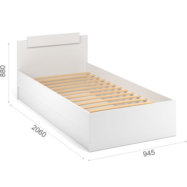 Кровать «Чикаго» 90 настил ЛДСП, Антрацит/Белый — изображение 3