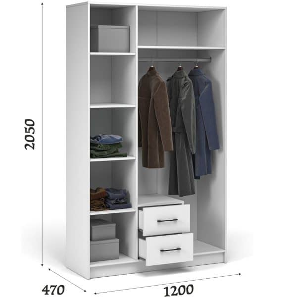 Шкаф «Чикаго» 3д2ящ (с зеркалом) MAX, белый — изображение 3