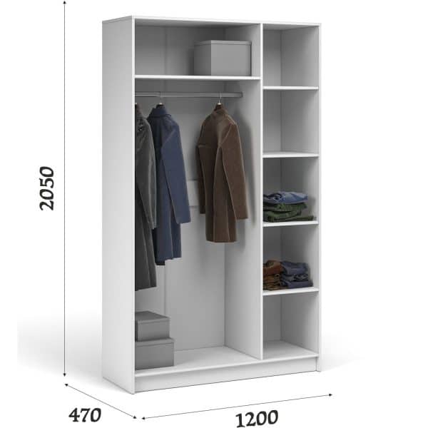 Шкаф «Чикаго» 3д с зеркалом MAX, белый — изображение 3