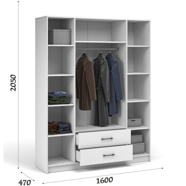 Шкаф «Чикаго» 4д2ящ с зеркалами MAX, белый — изображение 3