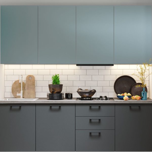 Кухонный гарнитур «Равенна Сити» 1,65x1,45см, Сумеречный голубой/Антрацит — изображение 4
