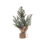 Елка в джутовом горшке с большими шишками