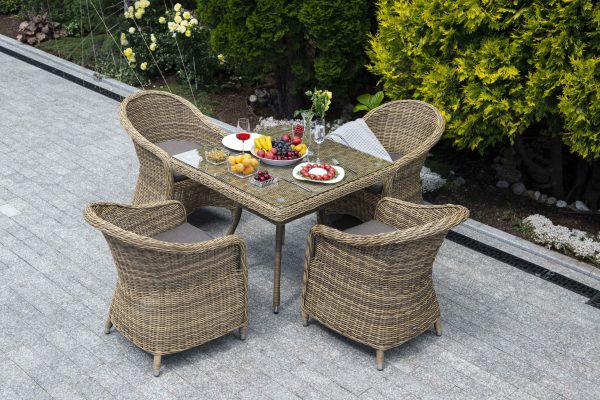 "Фредо" обеденная группа из искусственного ротанга, цвет соломенный — изображение 3