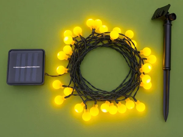 Гирлянда на солнечной батарее Шарики желтый — изображение 2
