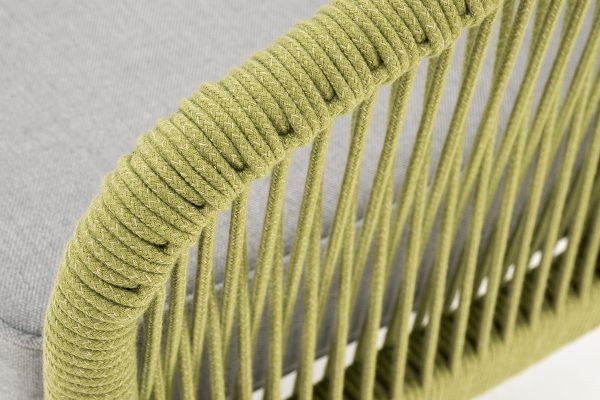 "Канны" диван 2-местный плетеный из роупа, каркас алюминий светло-серый (RAL7035) муар, роуп салатовый меланж круглый, ткань светло-серая — изображение 5