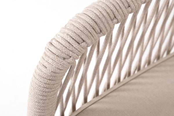 "Канны" правый модуль плетеный из роупа, основание дуб, роуп бежевый круглый, ткань бежевая 052 — изображение 5
