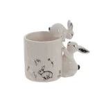 Конфетница с двумя зайцами 14 см белый