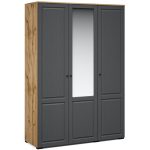 Шкаф «Лацио Сканди» 3д (с зеркалом) Вотан/Сканди графит — изображение 3