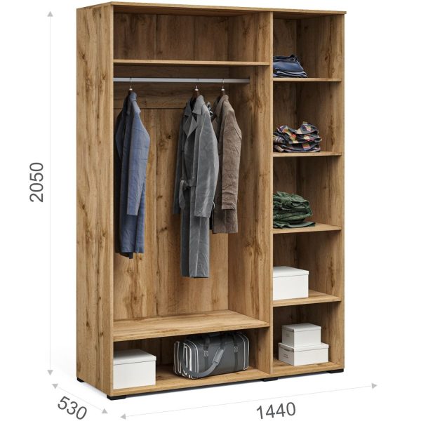 Шкаф «Лацио Сканди» 3д (с зеркалом) Вотан/Сканди графит — изображение 4