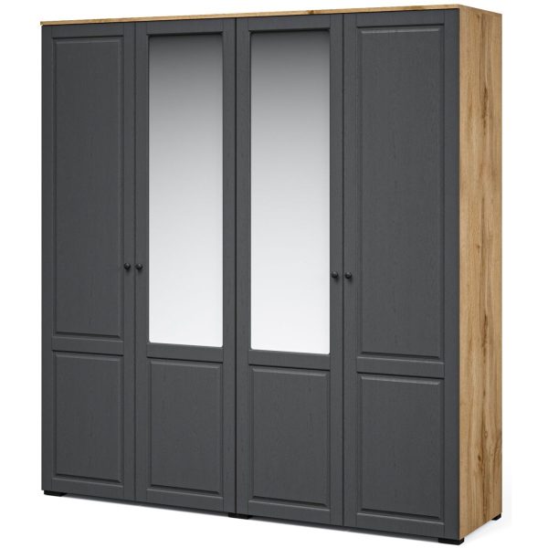 Шкаф «Лацио Сканди» 4д (с зеркалами), Вотан/Сканди графит — изображение 2