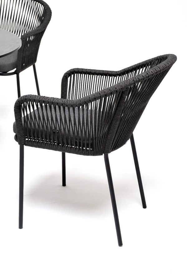 "Лион" обеденная группа на 4 персоны со стульями "Лион" темно-серый, круглый стол "серый гранит" — изображение 3