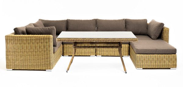 "Лунго" обеденная группа угловая из искусственного ротанга