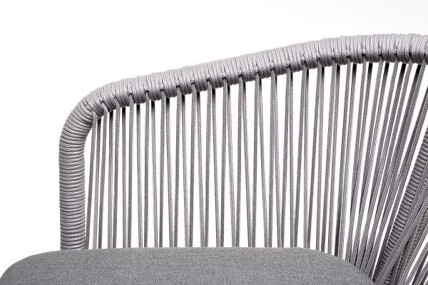 "Малага" обеденная группа на 6 персон со стульями "Марсель", каркас белый, роуп светло-серый — изображение 5