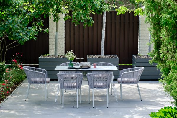 "Милан" обеденная группа на 6 персон, цвет светло-серый с белым каркасом — изображение 3