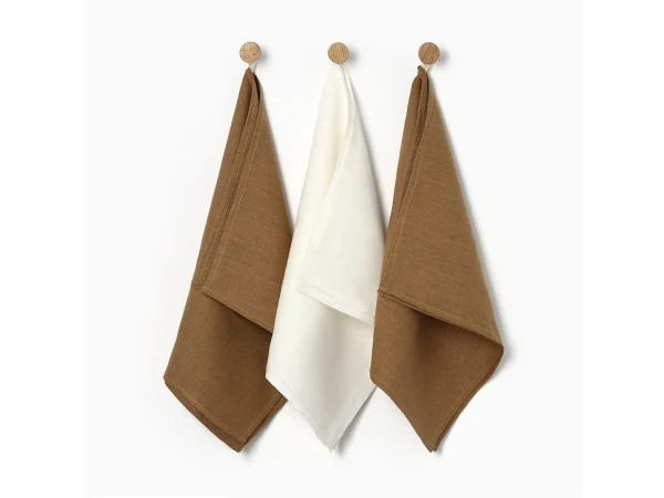 nabor-lnjanyh-polotenec-ivory-khaki-40h70-3-sht-1 Набор льняных полотенец Ivory-Khaki 40х70 3 шт. коричневый, белый — изображение 2